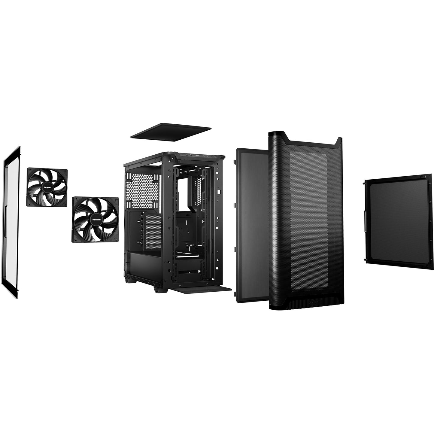 Be Quiet! pure base 501 airflow window midi tower behuizing (zwart | 2x usb-a | 1x usb-c | tempered glass)