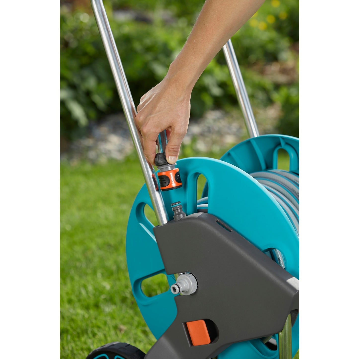 GARDENA slangenwagen aquaroll m set (turquoise grijs, 18513-20)