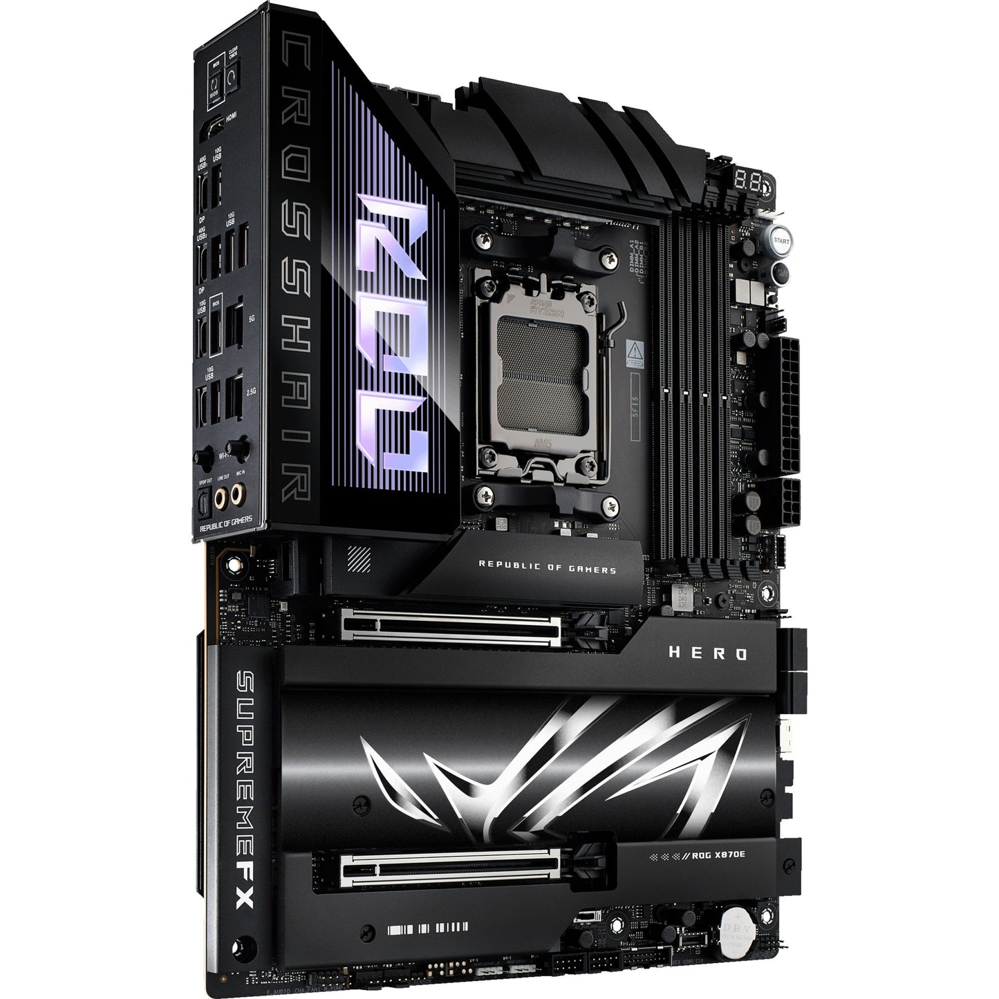 ASUS rog crosshair x870e hero socket am5 moederbord (raid, 5gb-lan, 2,5gb-lan, wi-fi 7, bt, sound, atx)