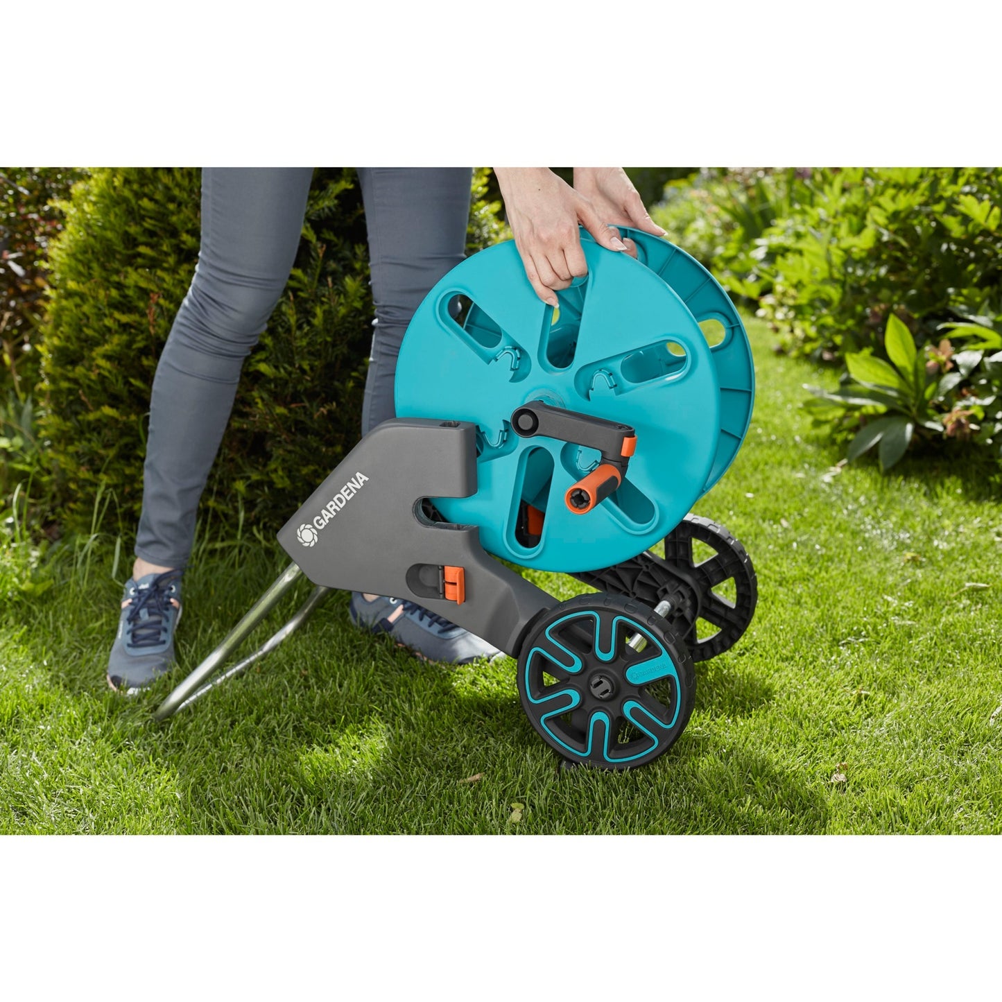 GARDENA slangenwagen aquaroll m easy set (turquoise grijs, 18517-20)