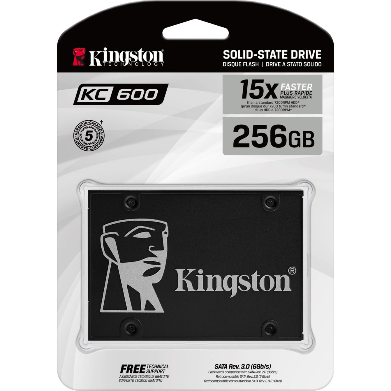 Kingston kc600 256 gb ssd (zwart, skc600 256g, sata 600)