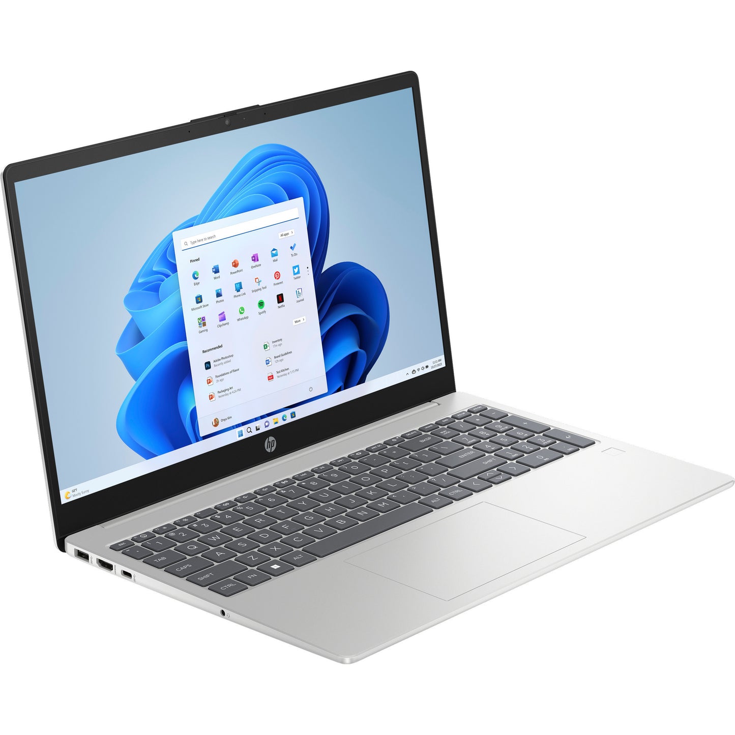 HP 15-fd1085nd (cc5z6ea#abh) 15.6 laptop (zilver | core 7 150u | intel graphics | 16 gb | 1 tb ssd)