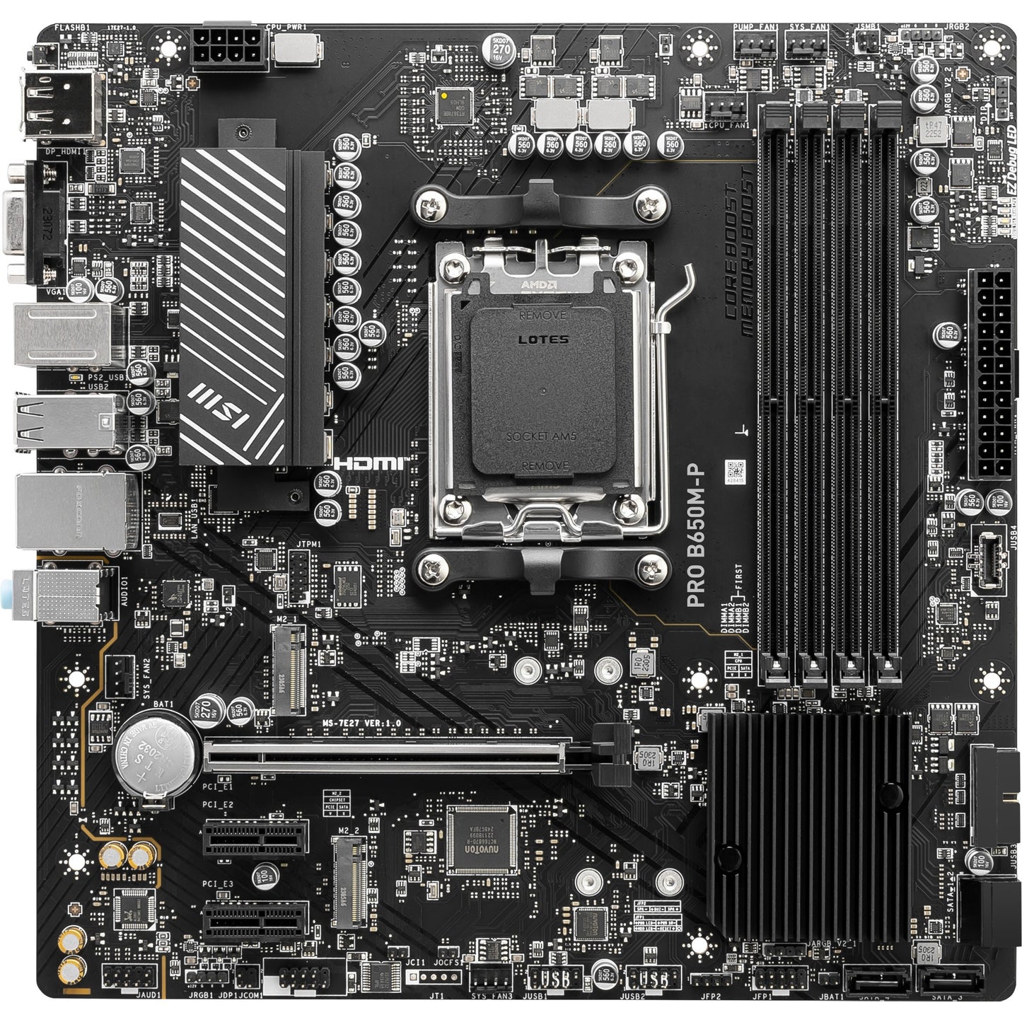 MSI pro b650m-p socket am5 moederbord (zwart, raid, 2.5 gb-lan, sound, µatx)