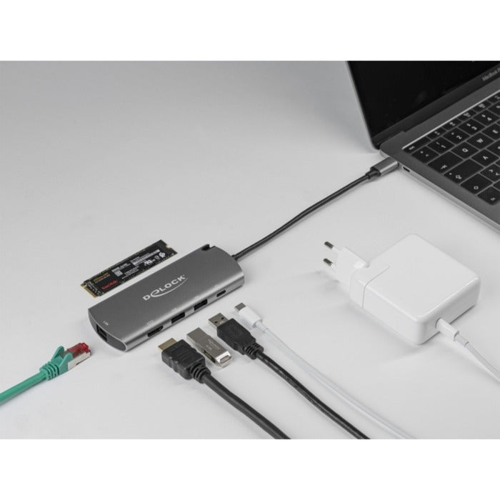 DeLOCK usb type-c docking station met m.2 slot (grijs)