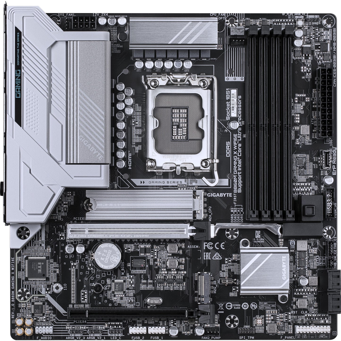 GIGABYTE b860m gaming x wifi6e socket 1851 moederbord (raid, 2,5gb-lan, wi-fi 6e, bt, sound, µatx)
