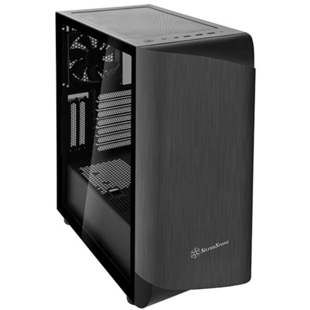 SilverStone seta a1 midi tower behuizing (zwart titanium | 2x usb-a | 1x usb-c | rgb | tempered glass)