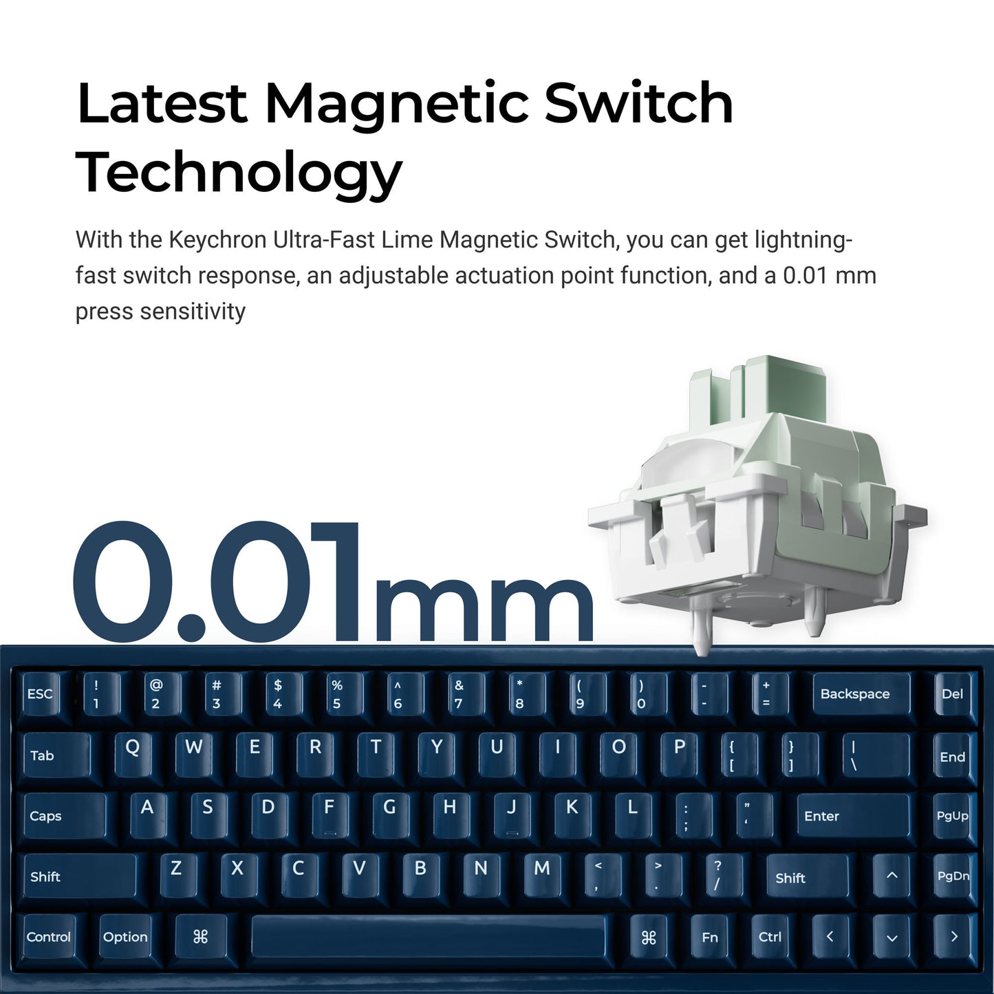 Keychron q16 he 8k magnetic switch keyboard (blauw, us lay-out (qwerty), ultra-fast lime, 65%, rgb, hot swap, 8k)
