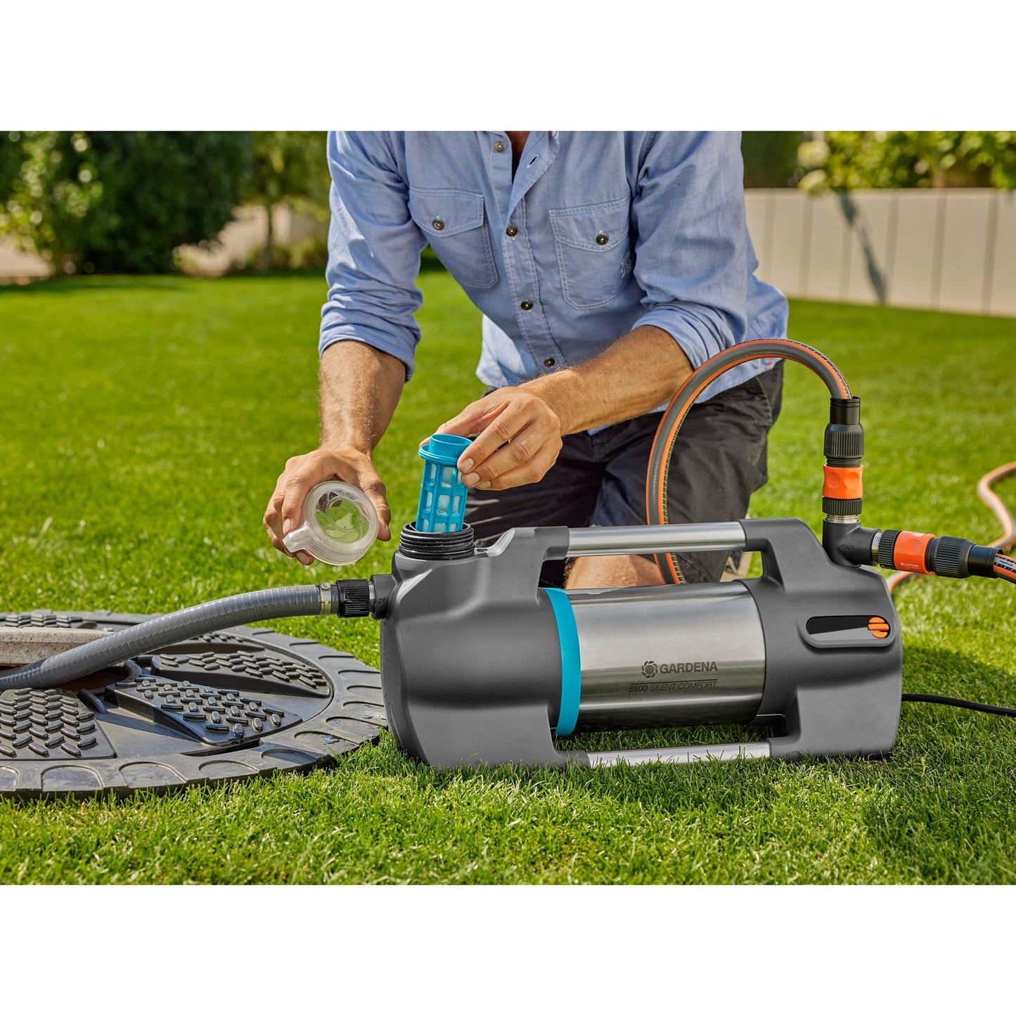 GARDENA besproeiingspomp 6500 silentcomfort (donkergrijs roestvrij staal, 1300 watt | bluetooth)