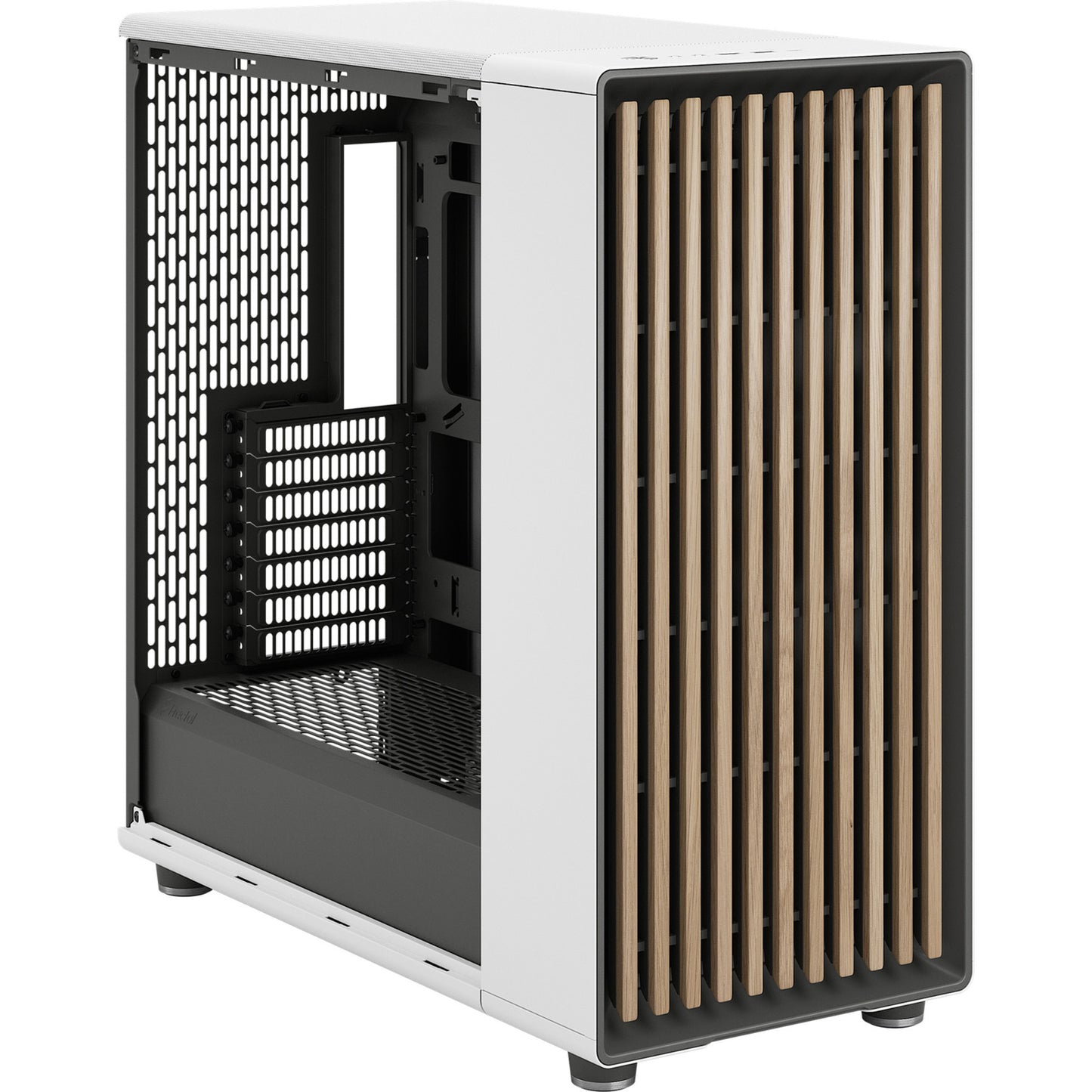 Fractal Design north xl rc chalk white tg clear midi tower behuizing (wit houtkleur | 2x usb-a | 1x usb-c | tempered glass)