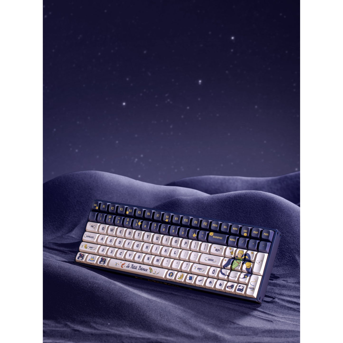 Iqunix F97 Starry Tryst RGB mechanisch gaming toetsenbord (Donkerblauw, US lay-out (QWERTY), IQUNIX Silent Rose, 96%, RGB leds, Hot-swappable, PBT, 2.4GHz | Bluetooth 5.1 | USB-C)
