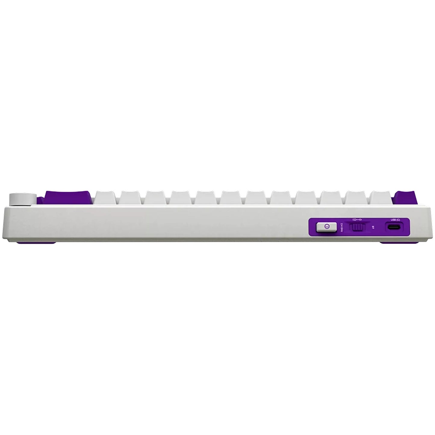 LORGAR kbp70mw rgb mechanisch gaming toetsenbord (wit, us lay-out (qwerty), logar toxic purple, 65%, rgb, hot-swappable, pbt double-shot, bluetooth | 2.4ghz | usb)
