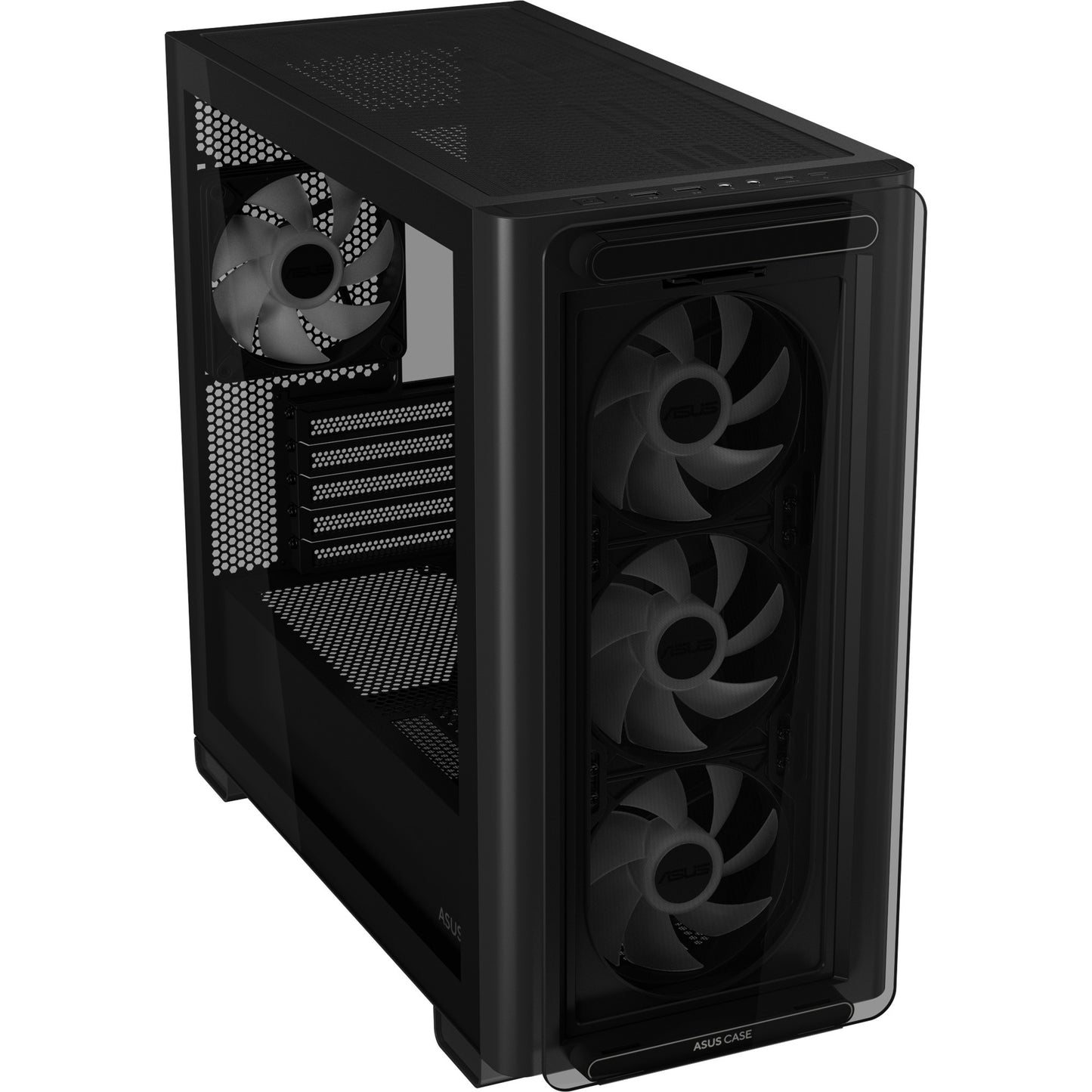 ASUS a23 plus mini tower behuizing (zwart | 2x usb-a | 1x usb-c | rgb | tempered glass)