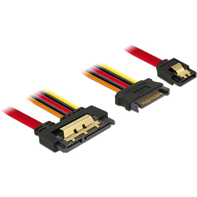 DeLOCK sata 7-pin + 15-pin > sata 22-pin adapter (zwart rood, 0,3 meter)