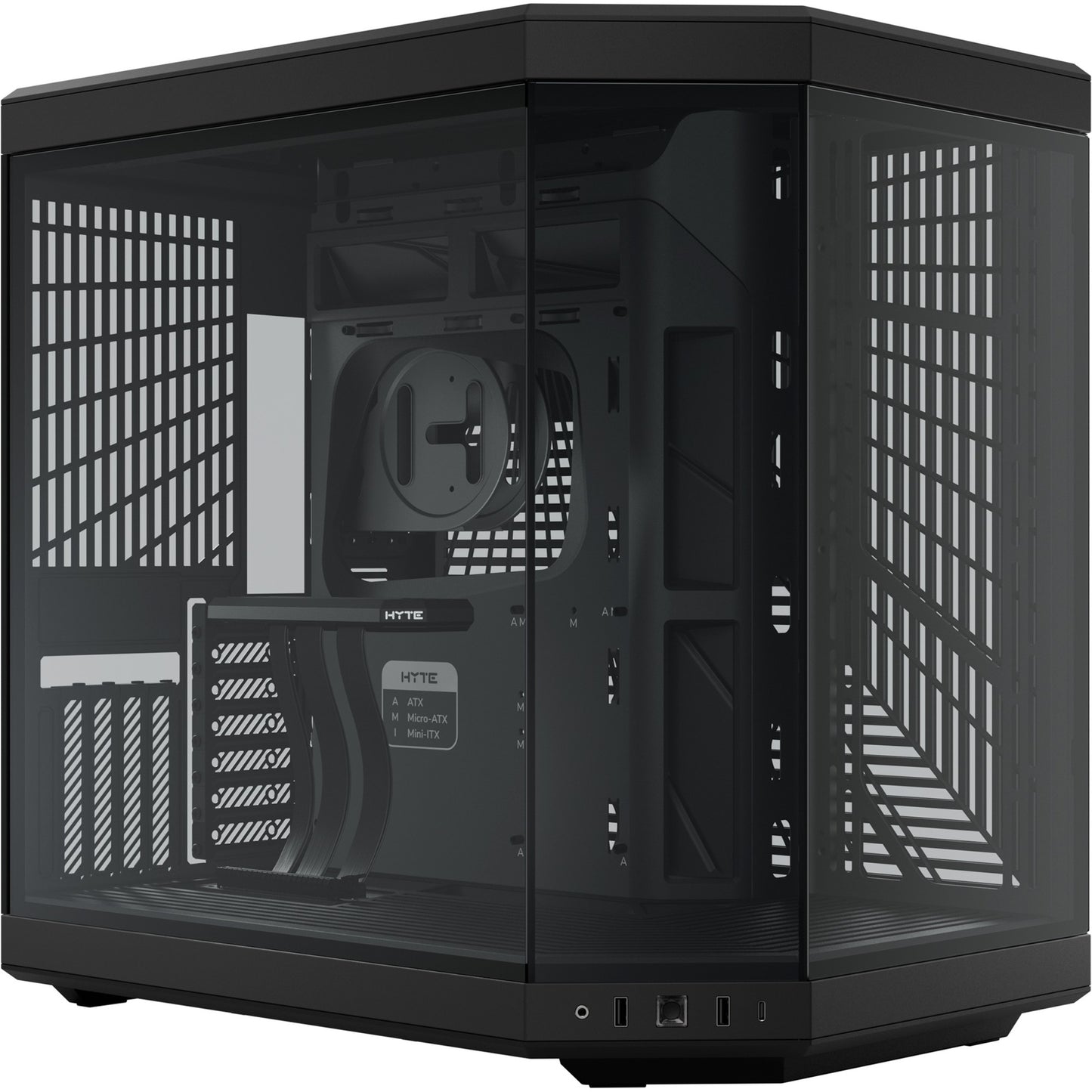 HYTE y70 midi tower behuizing (zwart | 2x usb-a | 1x usb-c | tempered glass)