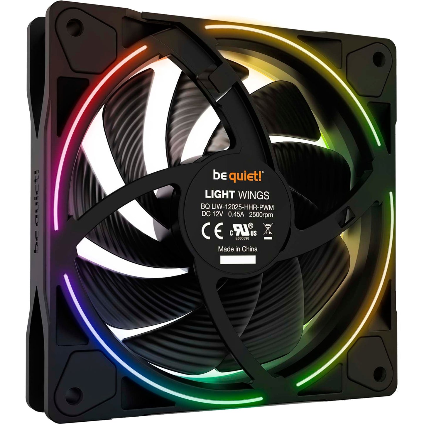 Be Quiet! light wings pwm high-speed rgb case fans (zwart, 3 stuks, 120 x 120 x 25 mm)