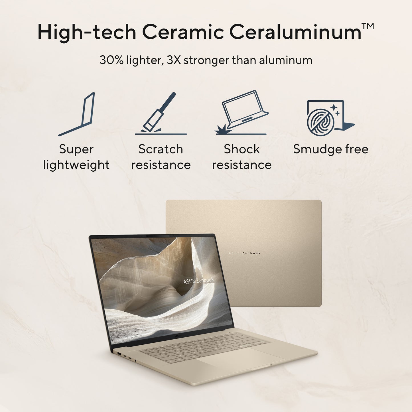 ASUS zenbook a16 ux3607oa-sq013w 16 copilot+ laptop (beige | snapdragon x2e-94-100 | qualcomm adreno | 48 gb | 1 tb ssd | oled)