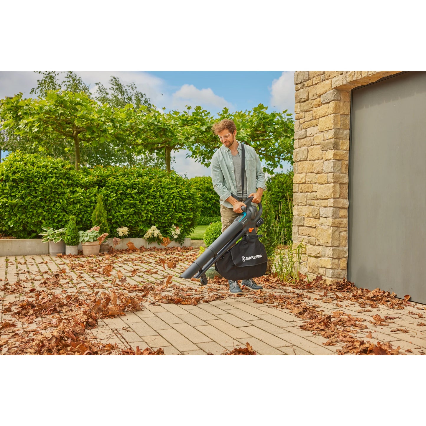 GARDENA stofzuiger -blazer powerjet collect bladzuiger bladblazer (grijs zwart, accu en oplader niet inbegrepen)