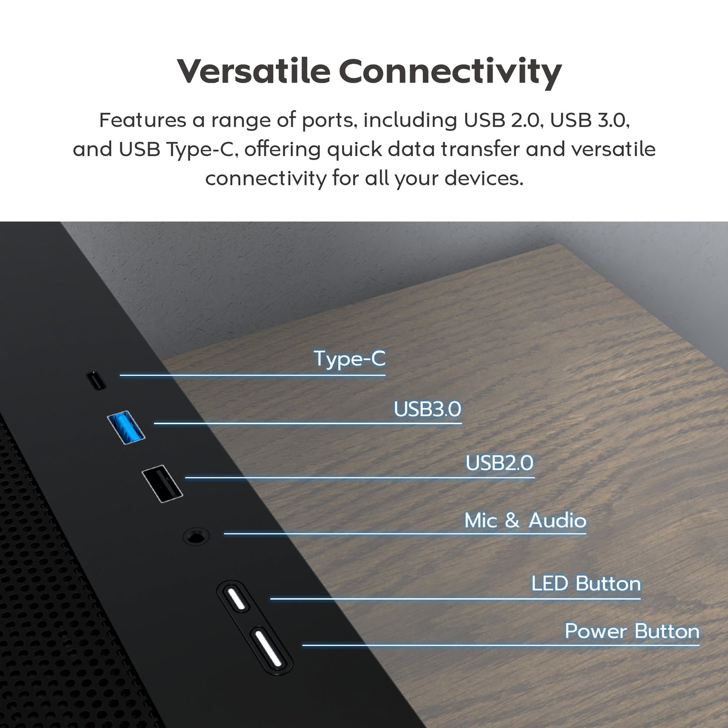 Montech x5m midi tower behuizing (zwart | 2x usb-a | 1x usb-c | rgb | tempered glass)