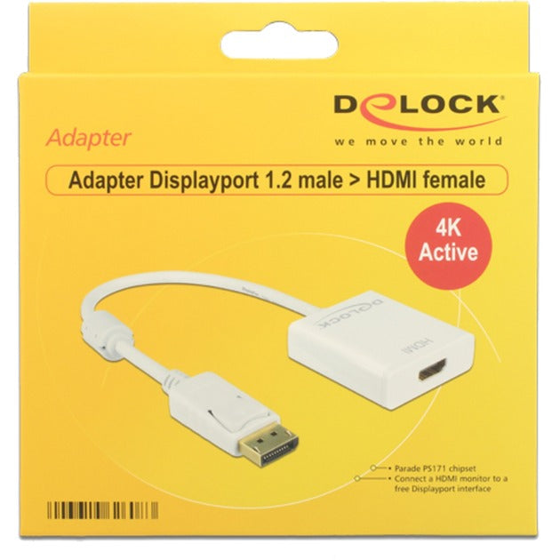 DeLOCK displayport > hdmi adapter (wit, 0,2 meter, 4k)