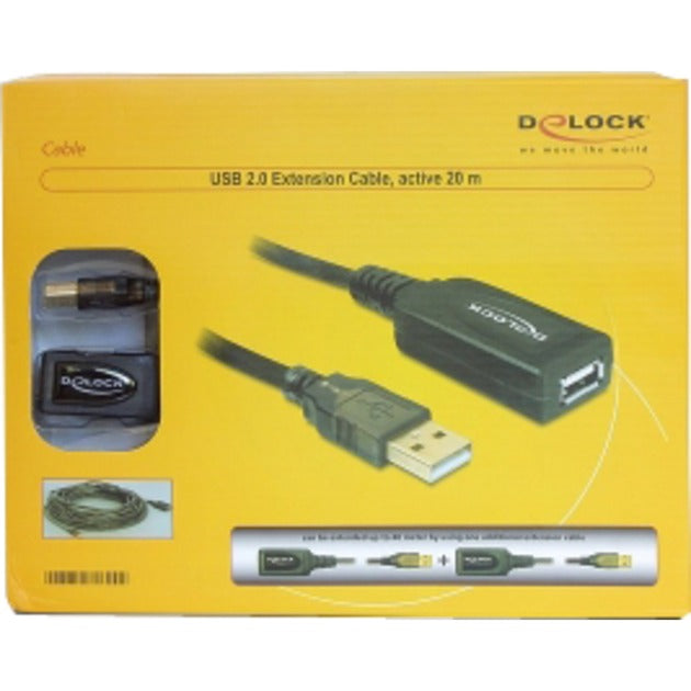 DeLOCK actieve usb 2.0 verlengkabel (zwart, 20 meter)