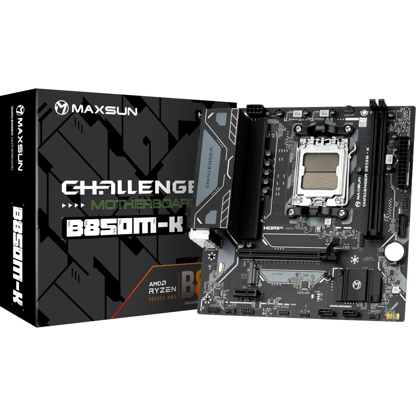 MAXSUN ms-challenger b850m-k socket am5 moederbord (zwart, raid, gb-lan, sound, µatx)