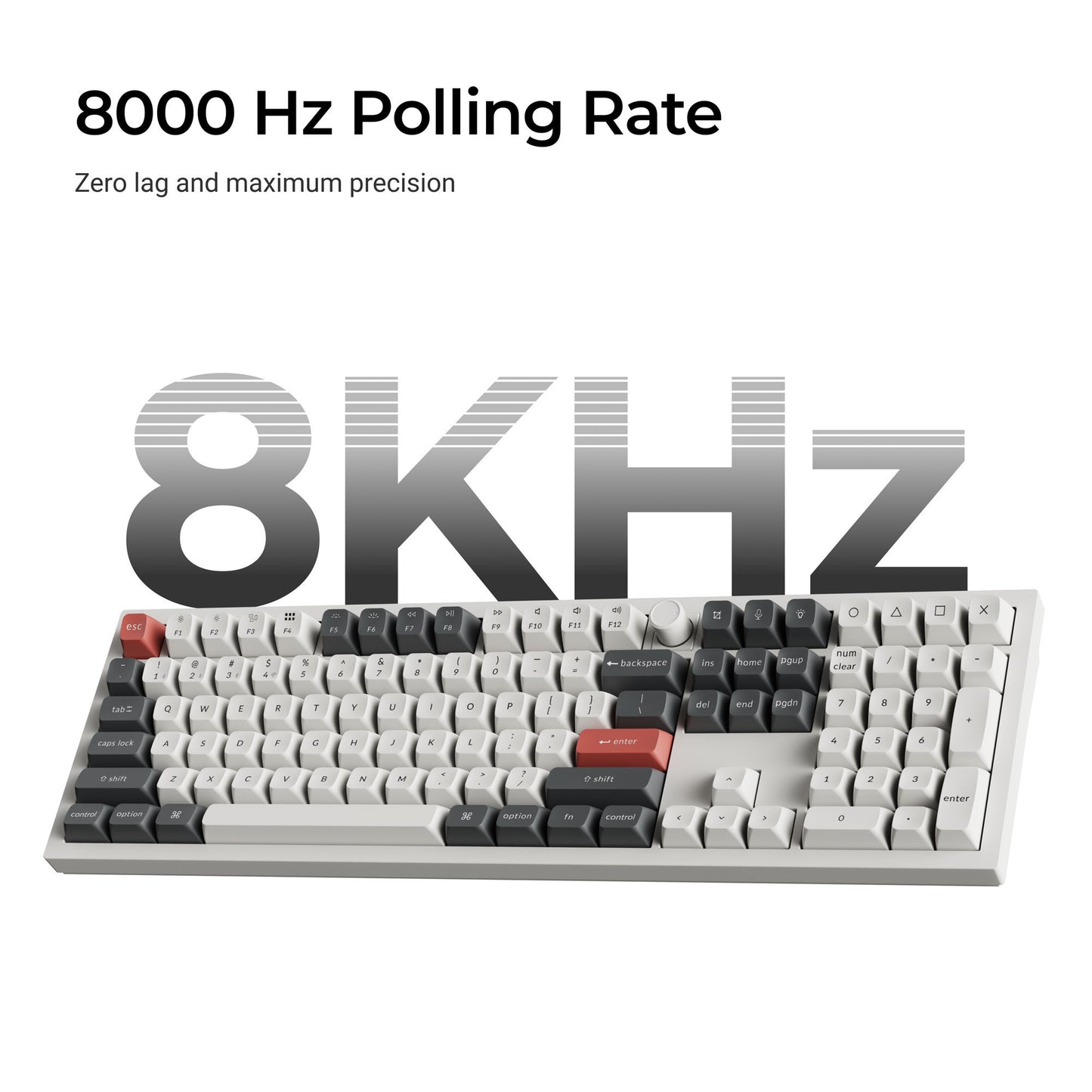 Keychron q6 ultra-p1 8k wireless custom mechanical keyboard (wit, us lay-out (qwerty), silk pom red, 100%, rgb, hot swap, 8k, 2.4 ghz bluetooth 5.2 usb-c)