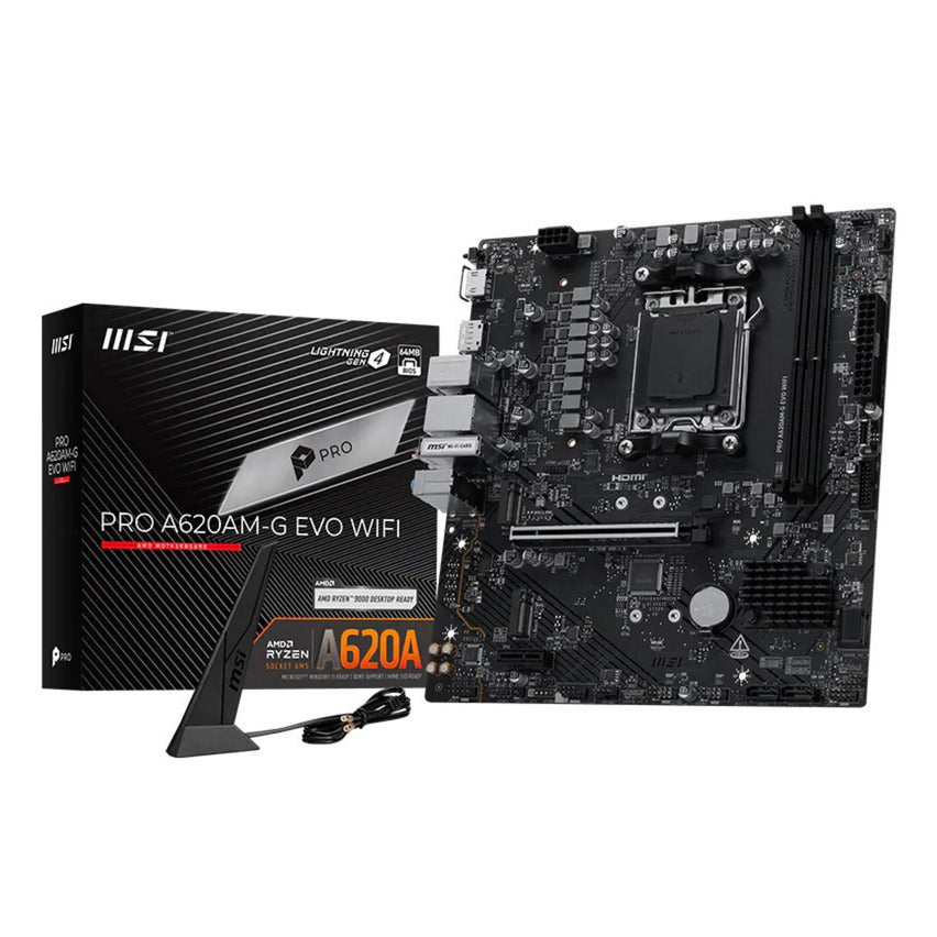 MSI pro a620am-g evo wifi socket am5 moederbord (raid, 2.5gb-lan, wifi, bt, sound, µatx)
