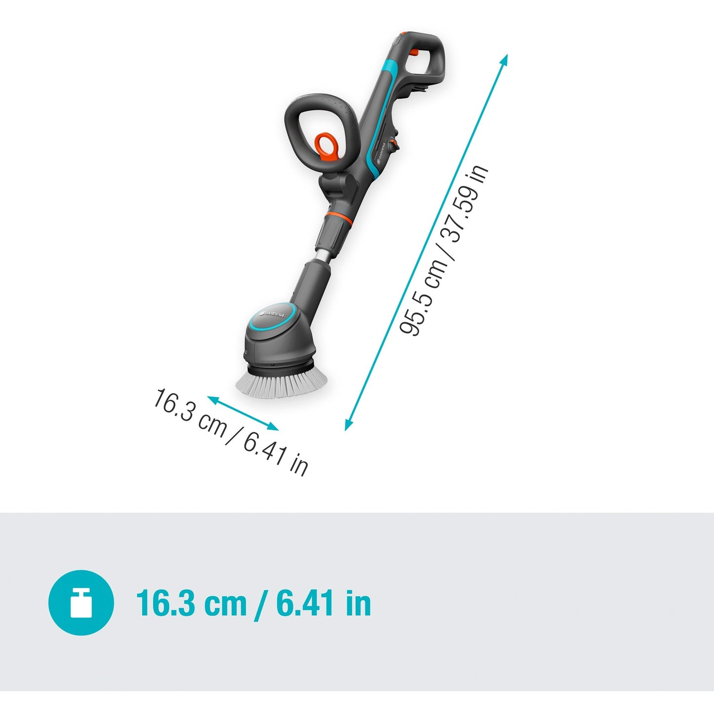 GARDENA aquabrush compact accu-multireiniger 02 18v p4a solo vloerreiniger (grijs turquoise, 14840-55, power for all alliance, accu en lader niet inbegrepen)
