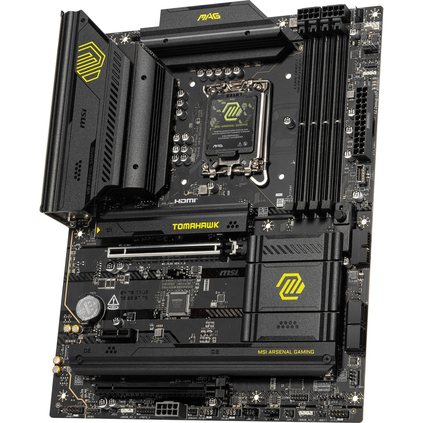 MSI mag b860 tomahawk wifi socket 1851 moederbord (raid, 5gb-lan, wi-fi 7, bt, sound, atx)