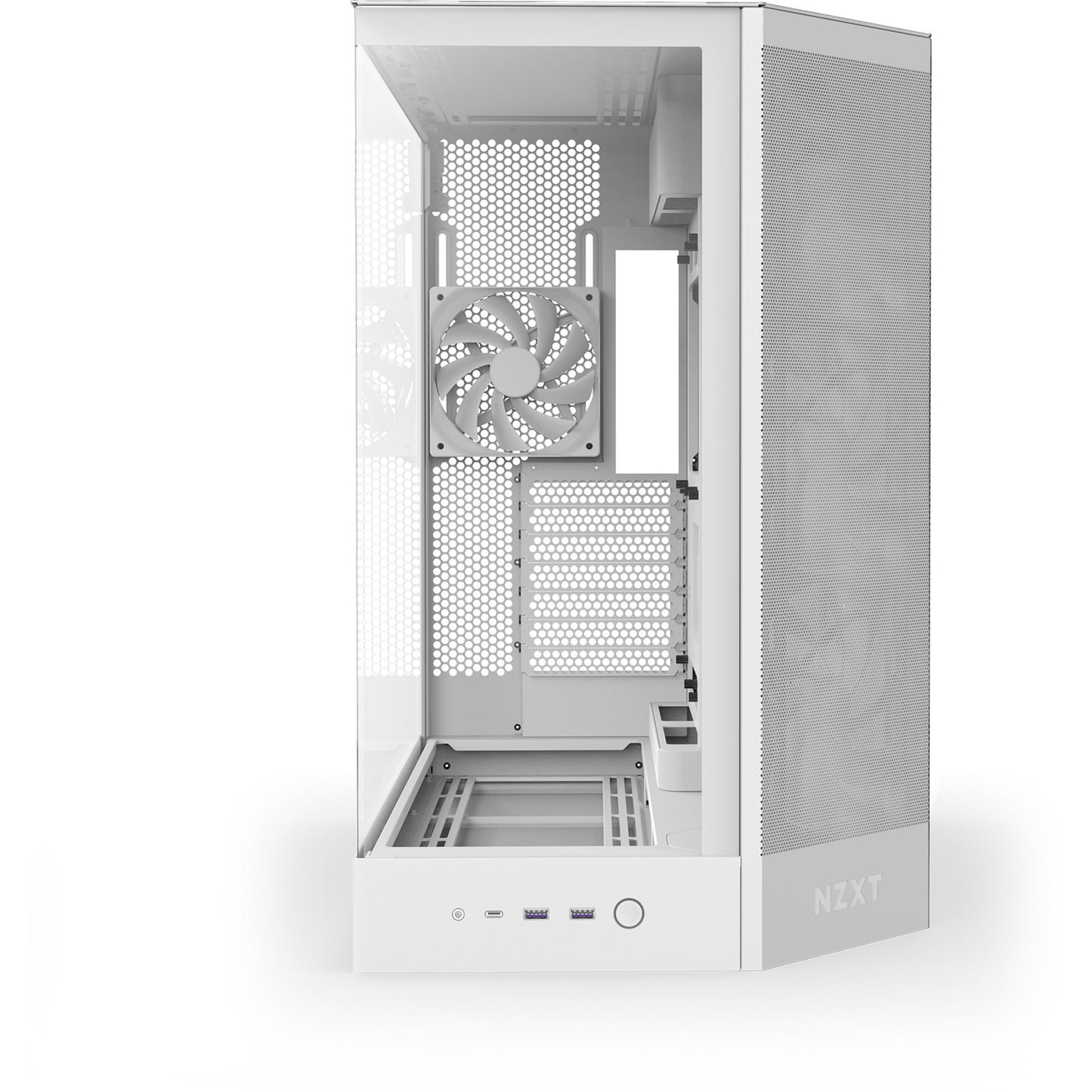 NZXT h9 flow midi tower behuizing (wit (mat) | 2x usb-a | 1x usb-c | tempered glass)