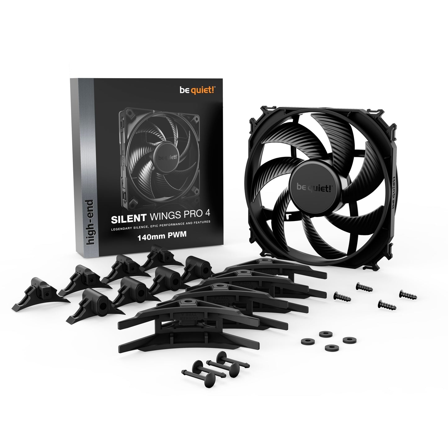 Be Quiet! silent wings pro 4 pwm case fan (zwart, 140 x 140 x 25 mm)