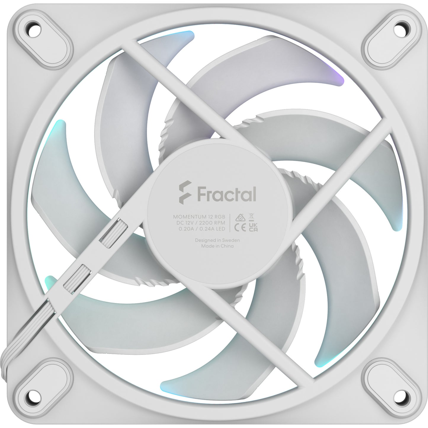 Fractal Design momentum 12 rgb case fan (wit, 120 x 120 x 25 mm, pwm)