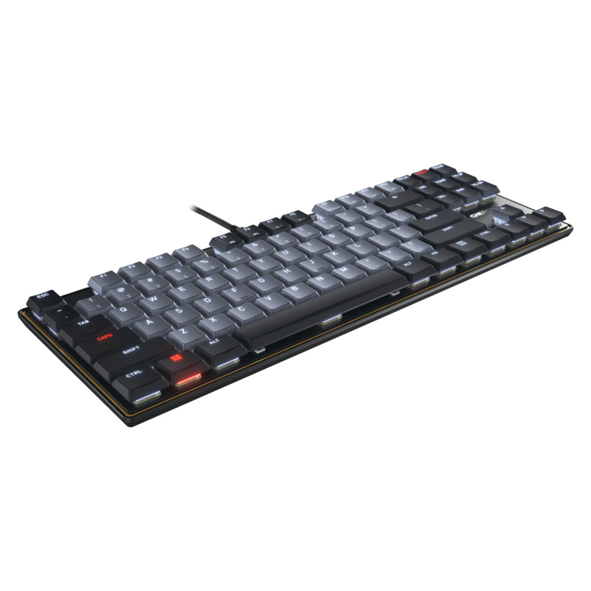 CHERRY kc 500 mx lp tkl mechanisch toetsenbord (zwart, us lay-out (qwerty), mx low profile 2.0 ivory, 80% (tkl), white leds, pbt keycaps)