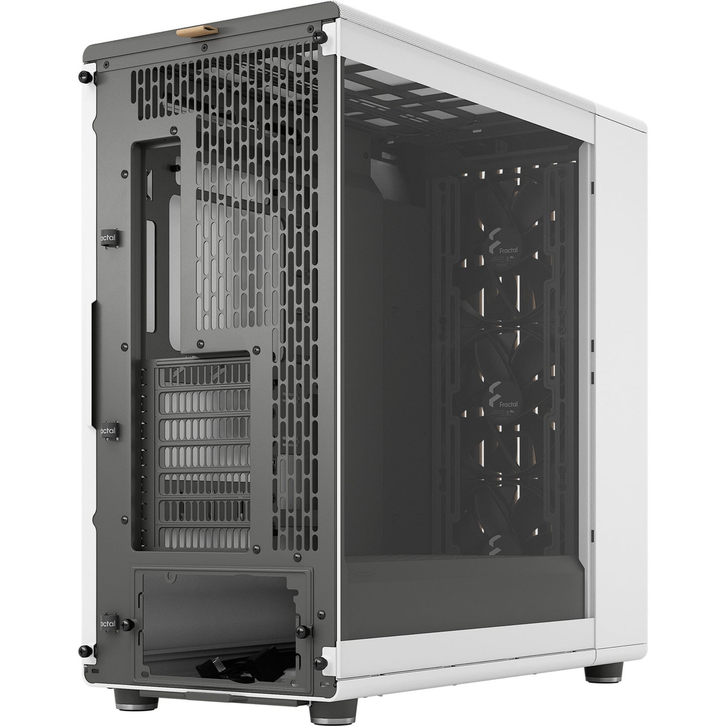 Fractal Design north xl rc chalk white tg clear midi tower behuizing (wit houtkleur | 2x usb-a | 1x usb-c | tempered glass)