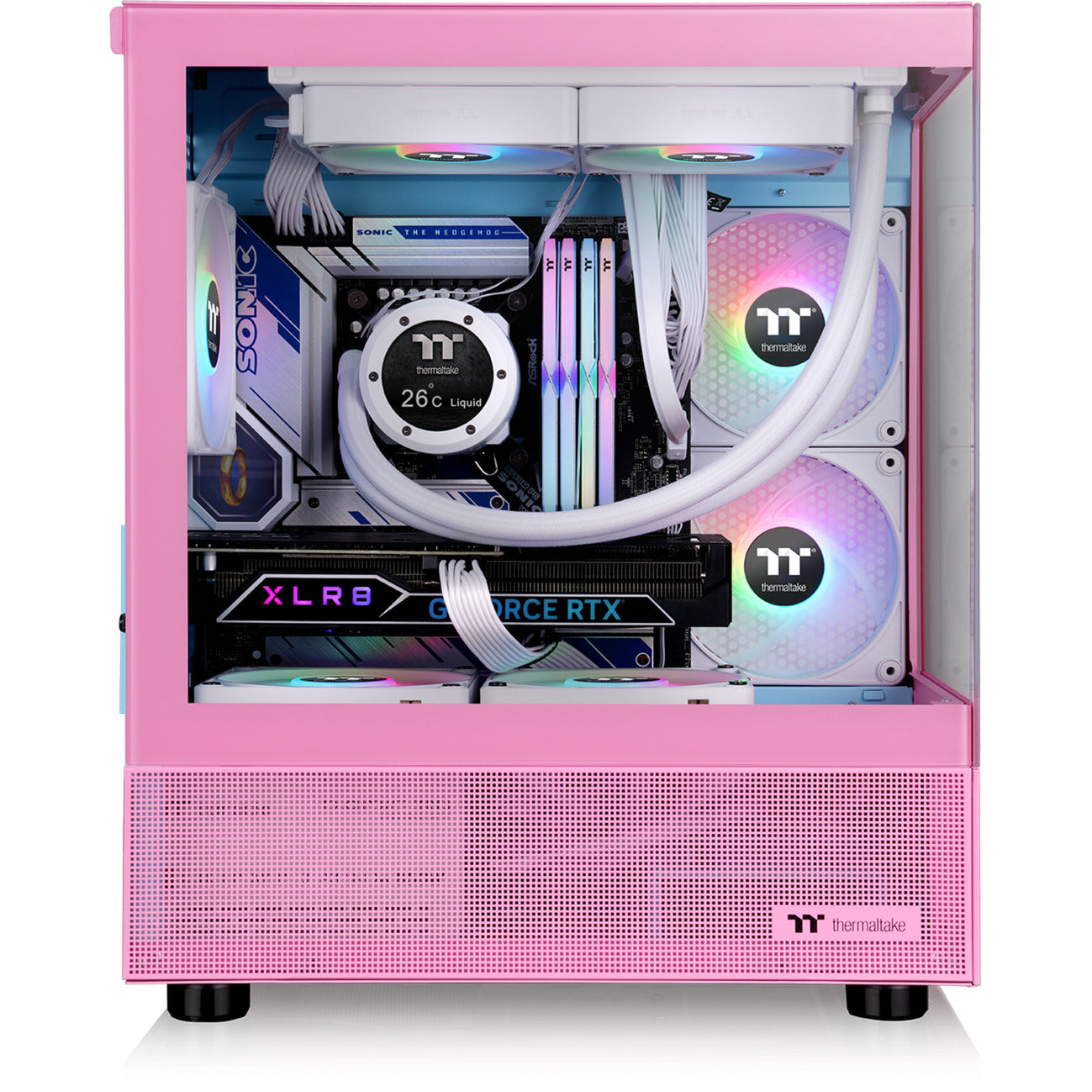 Thermaltake view 170 tg argb mini tower behuizing (roze | 2x usb-a | rgb | tempered glass)