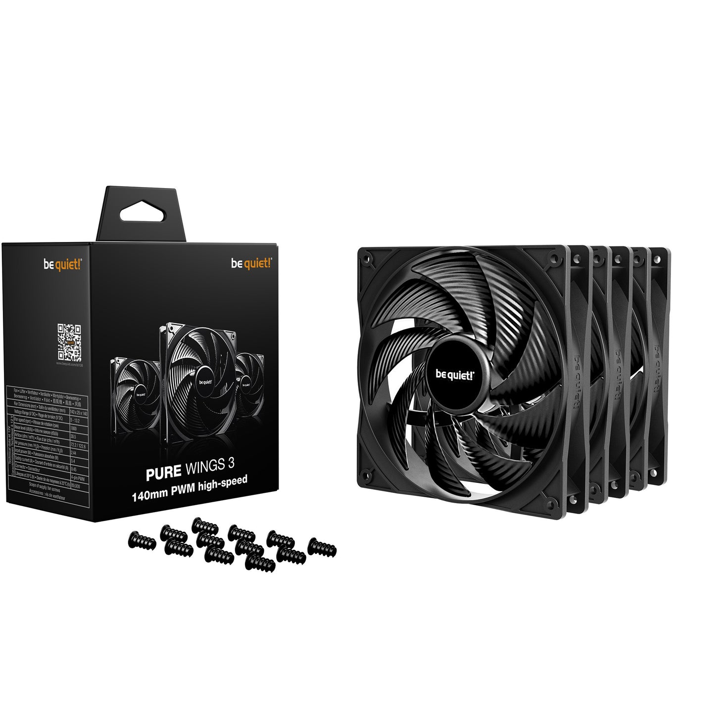Be Quiet! pure wings 3 high-speed case fans (zwart, 3 stuks, 140 x 140 x 25 mm, pwm)