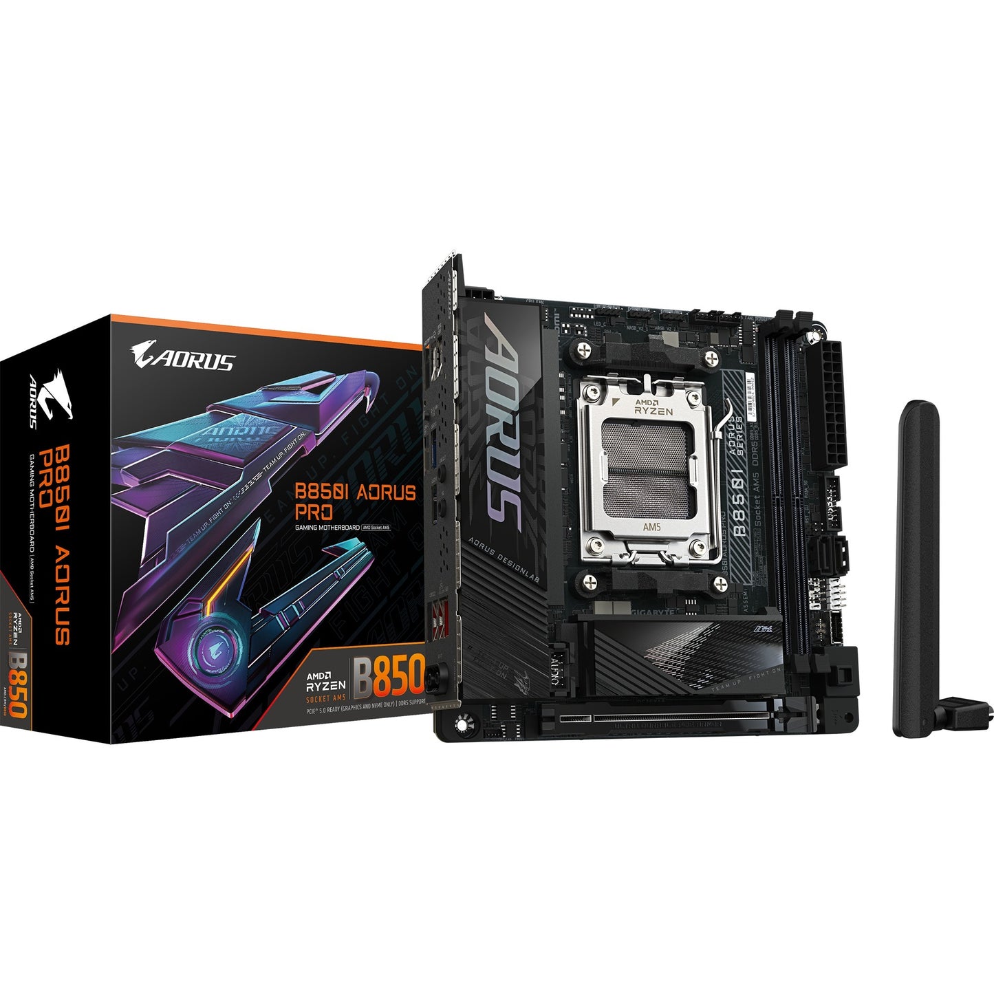 GIGABYTE b850i aorus pro socket am5 moederbord (zwart, raid, 2.5gb-lan, wi-fi 7, bt, sound, mini-itx)