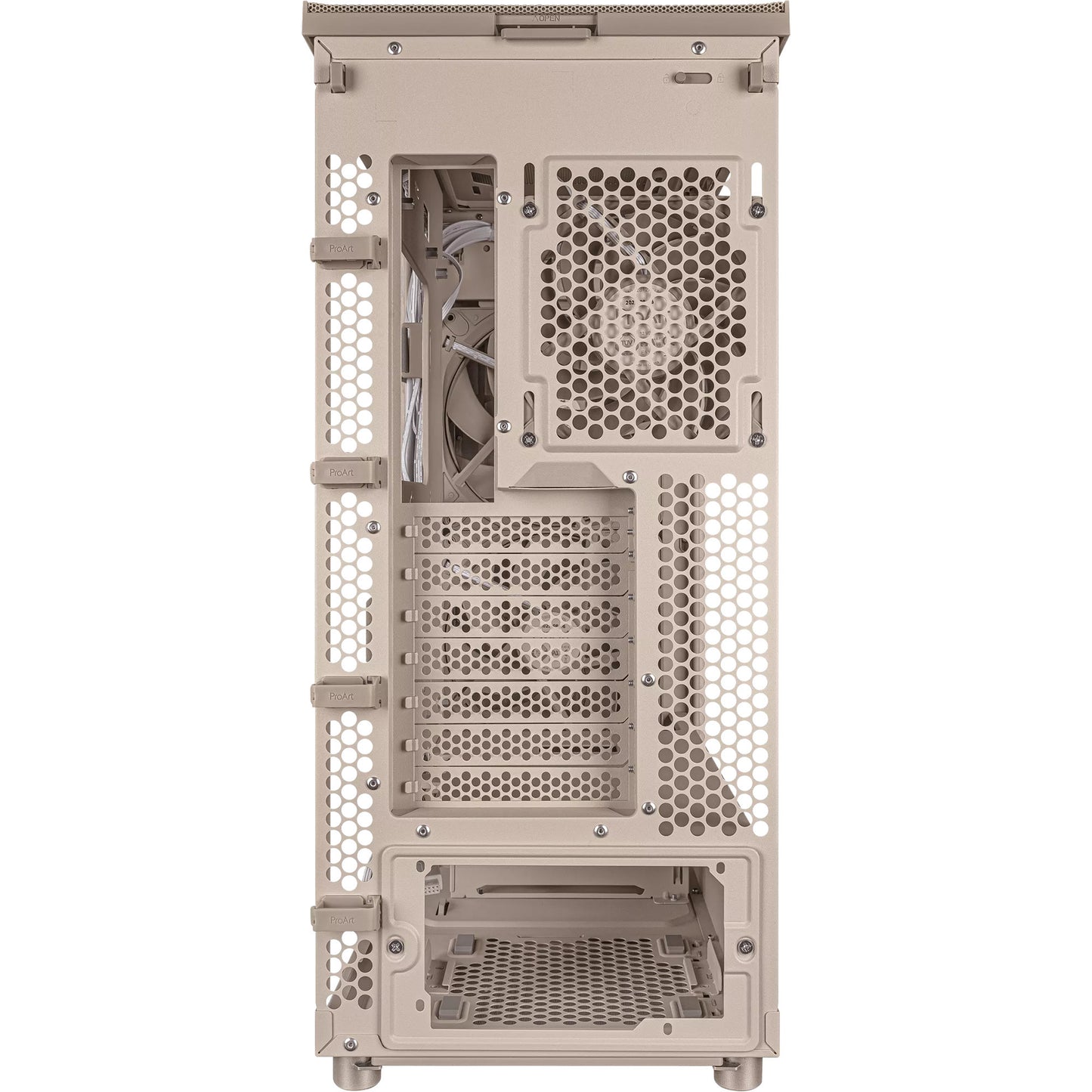 ASUS proart pa401 wood edition - mesh panel midi tower behuizing (beige houtkleur | 2x usb-a | 1x usb-c)