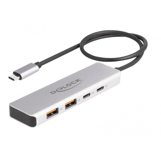 DeLOCK usb 10 gbps usb-c hub usb-hub (grijs, 2x usb-a 3.2 (10 gbit s), 2x usb-c 3.2 (10 gbit s))