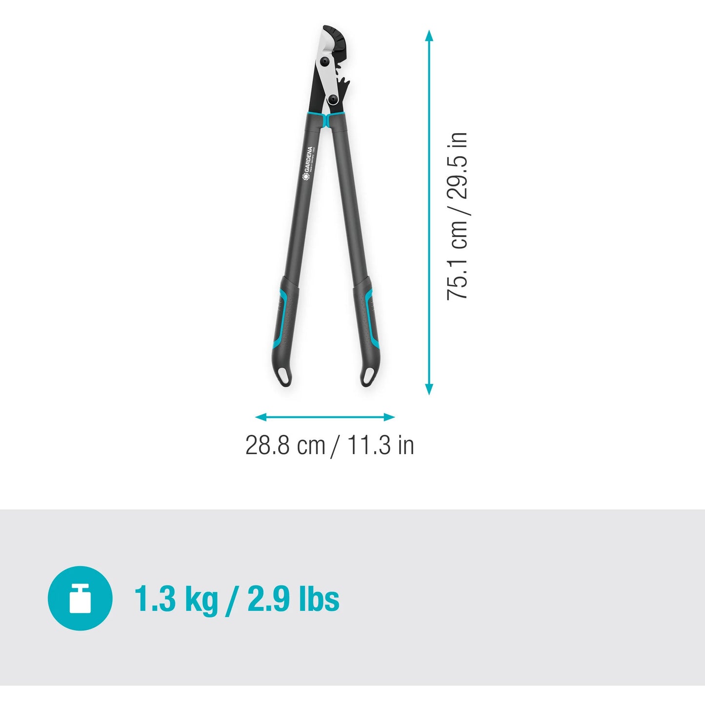 GARDENA aambeeldtakkenschaar energycut pro l, met aambeeldsnede (grijs turquoise, 75cm, voor droog hout)