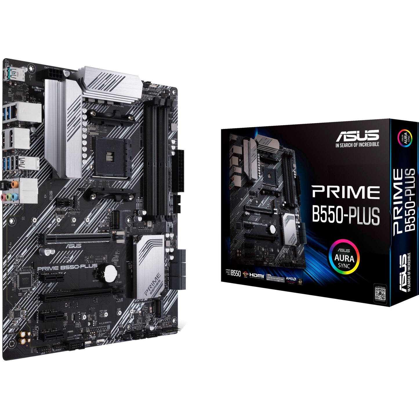 ASUS prime b550-plus socket am4 moederbord (zwart zilver, raid, gb-lan, sound, atx)