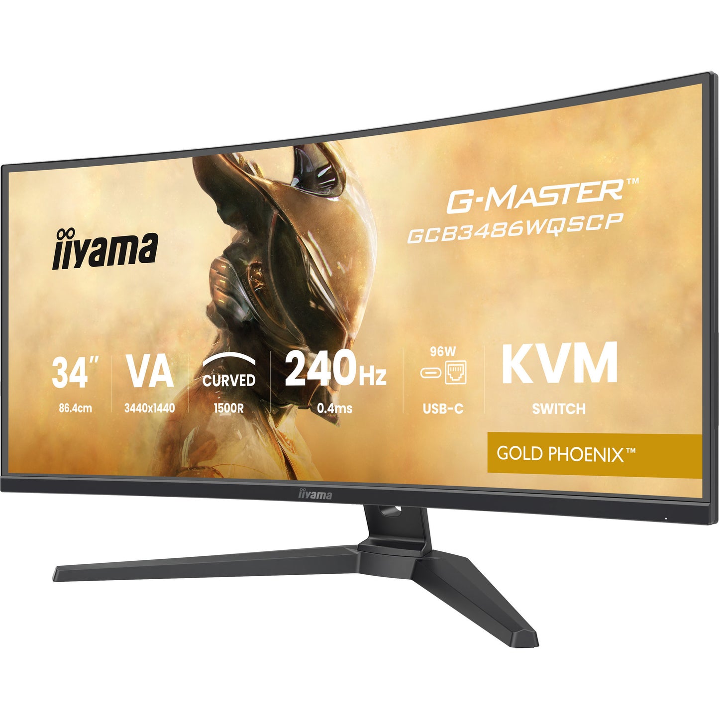 Iiyama g-master gold phoenix gcb3486wqscp-b1 34 curved ultrawide gaming monitor (zwart, 2x hdmi, displayport, 2x usb-a, 2x usb-c, rj-45, 240 hz)