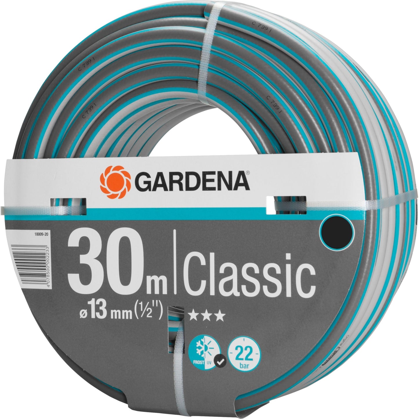 GARDENA classic slang 13 mm (1 2 ) (grijs turquoise, 18009-20, 30 m)