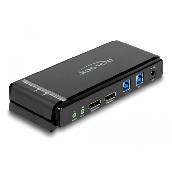 DeLOCK displayport 1.4 kvm switch, 8k 60hz, usb 3.2 gen 1, audio kvm-switch (grijs zwart)
