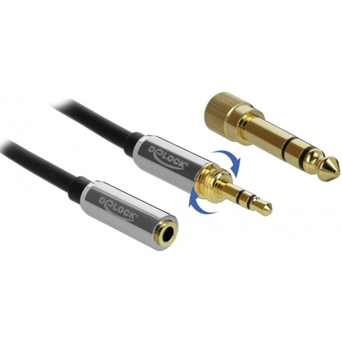 DeLOCK stereo jack 3,5 mm 3-pin male > female verlengkabel (zwart, 2 meter)