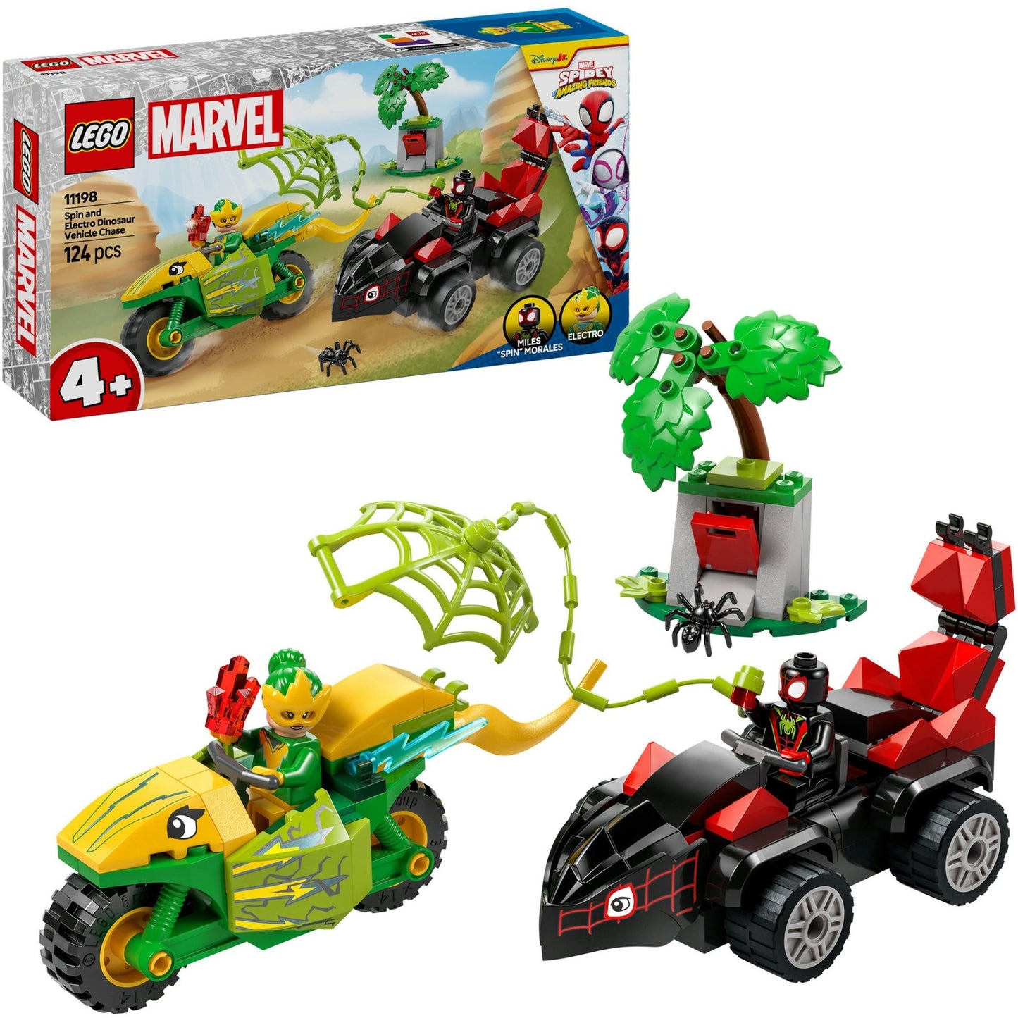 LEGO spidey 11198 spin en electro achtervolging met dinosaurusvoertuigen