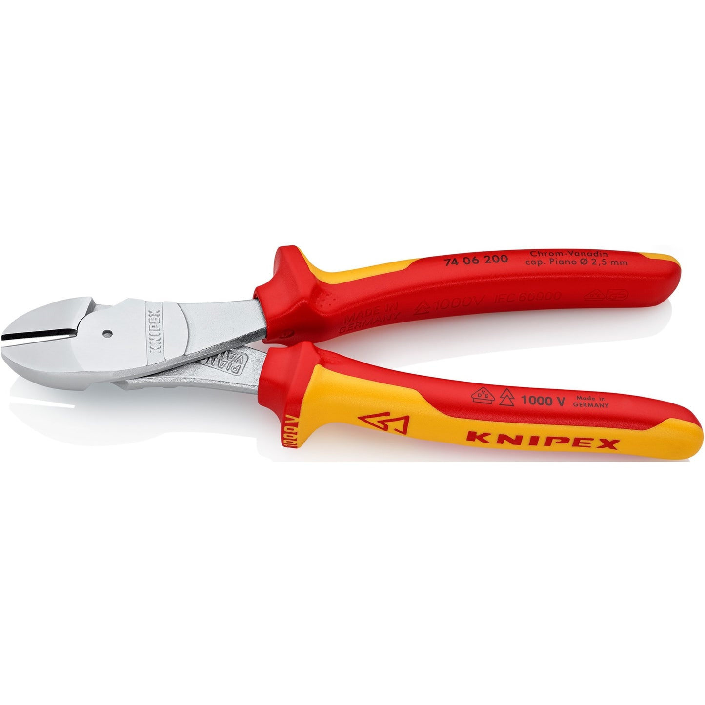 KNIPEX kracht-zijsnijtang vde 7406200 kniptang (rood geel)