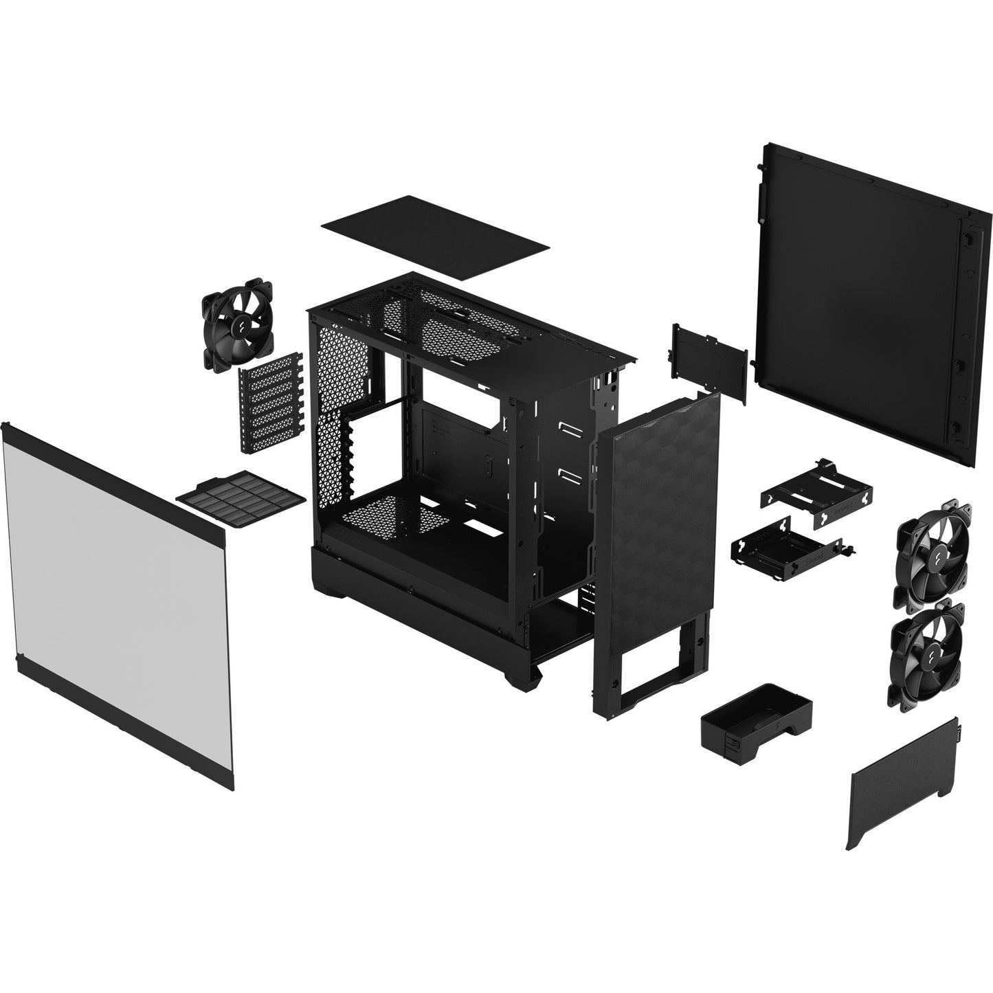 Fractal Design pop air midi tower behuizing (zwart | 2x usb-a | tempered glass)