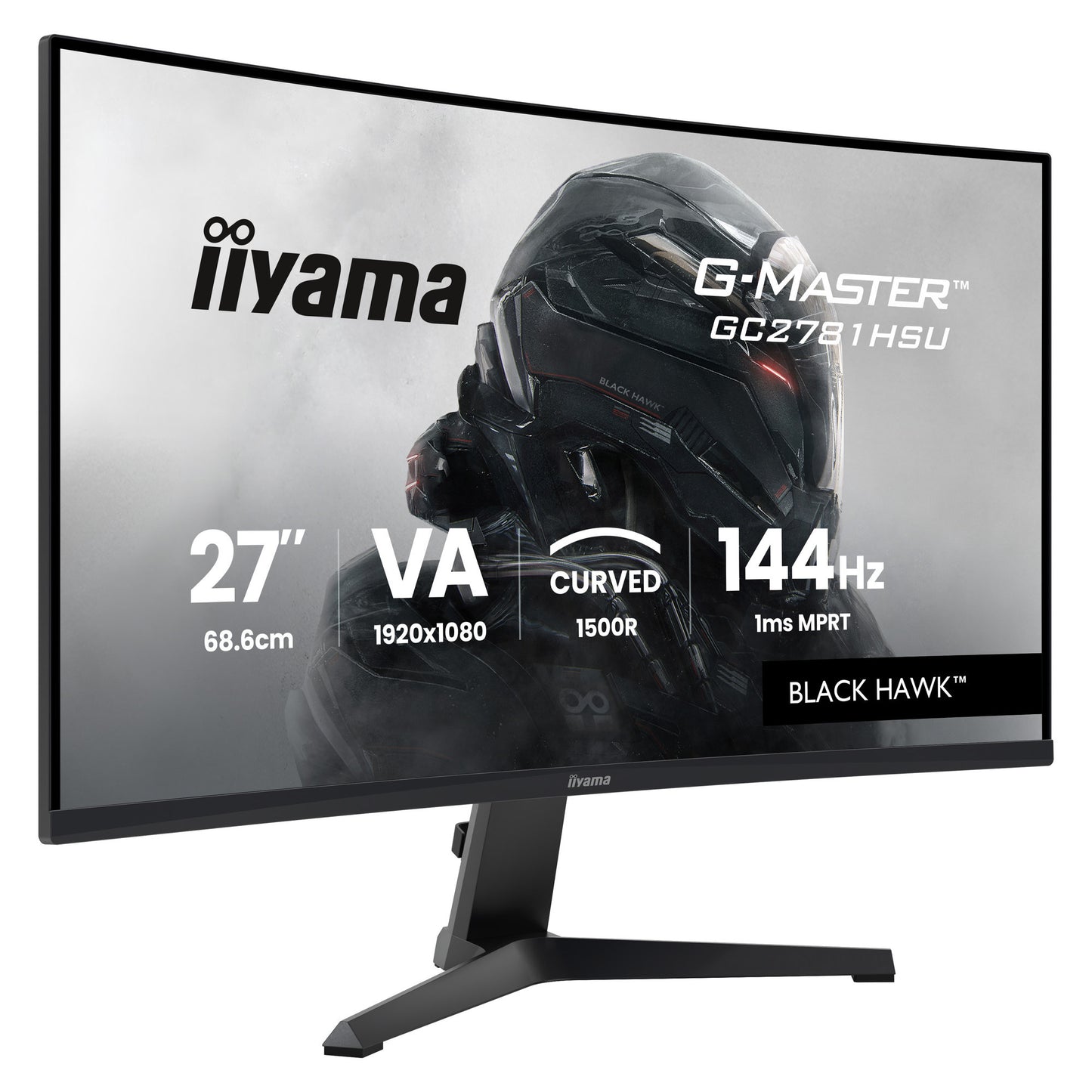 Iiyama g-master black hawk g2471hs-b1 27 curved gaming monitor (zwart, hdmi, displayport, usb, audio, amd free-sync, 144 hz)