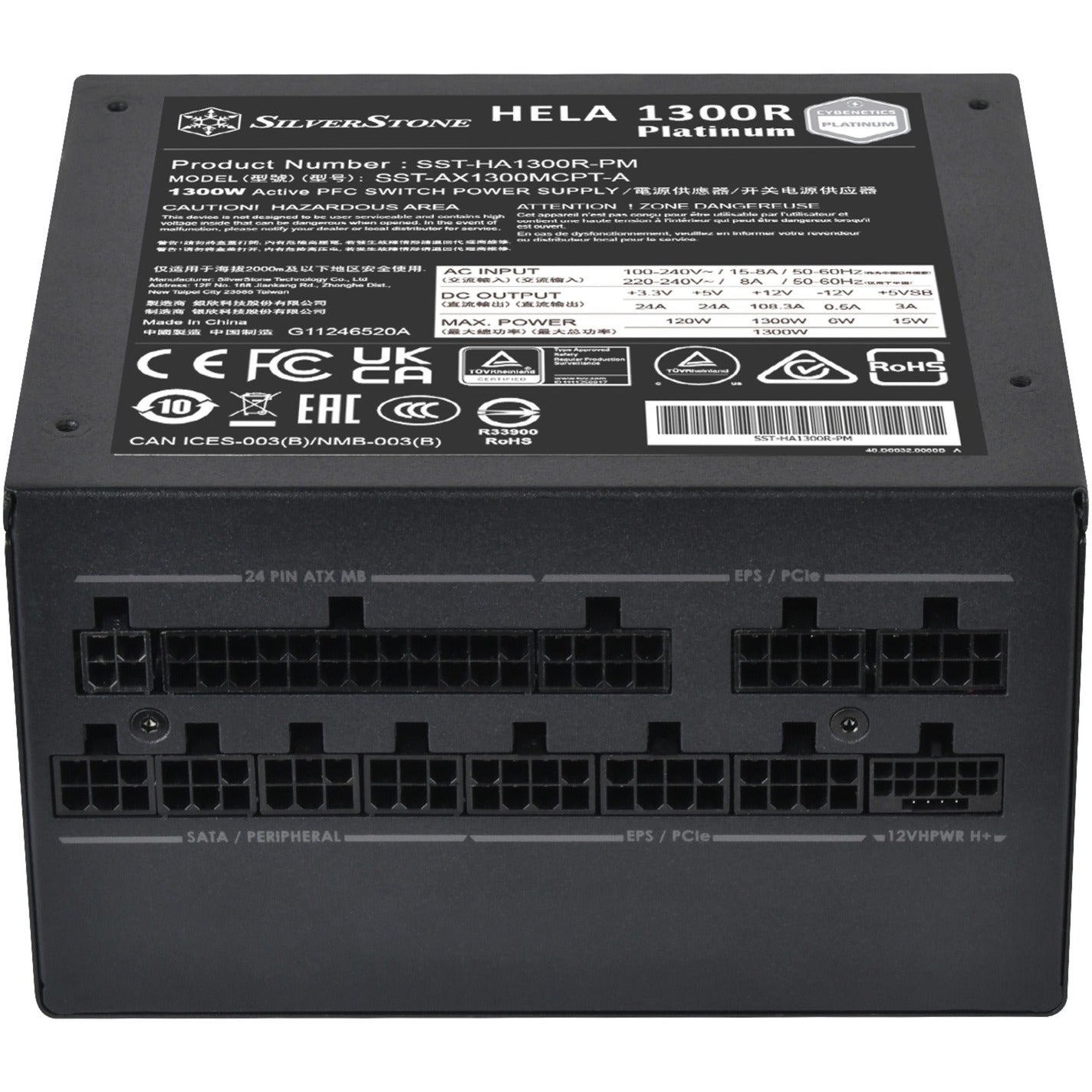 SilverStone hela 1300r platinum, modulaire 1300 watt voeding (zwart, 8x pcie)